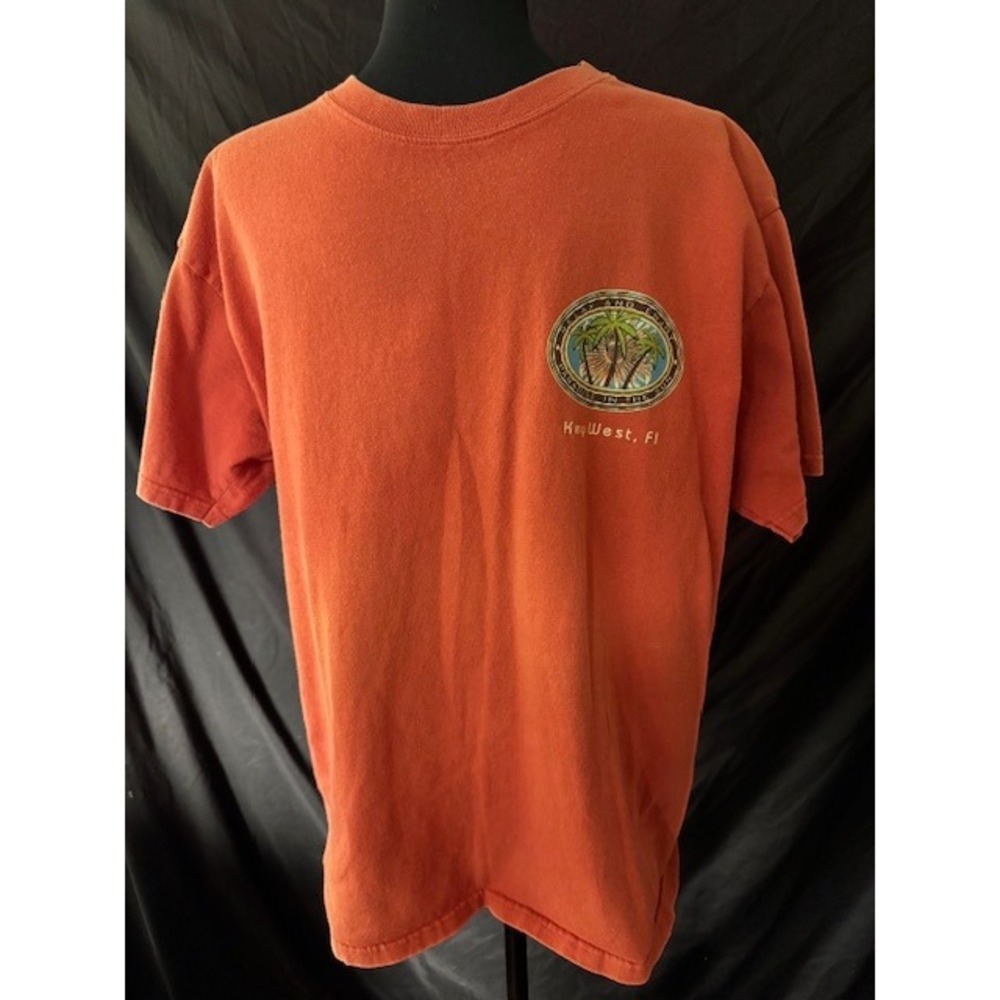 Yacht Club Key West Florida Graphic T-Shirt Mens Large Orange Paradise Sun Palm